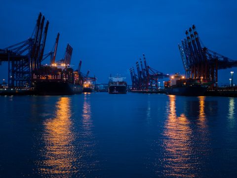 ship on sea during nighttime
